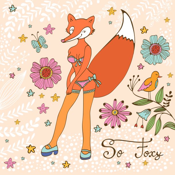 所以狐狸优雅的概念卡具有吸引力的狐狸图片下载