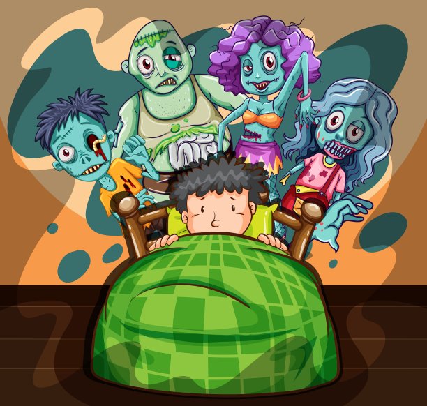 男孩在床上做噩梦图片下载