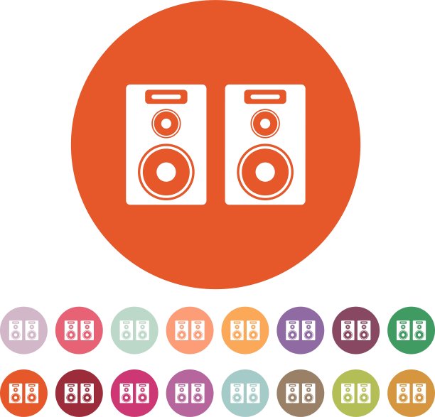音频图标：扬声器和立体声音响图片下载