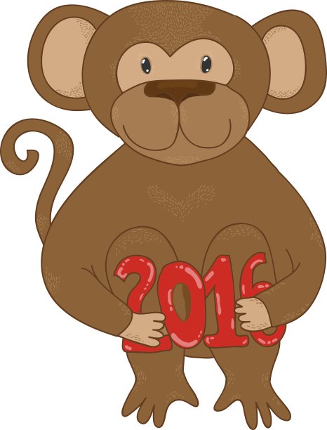 手绘卡通风格的猴子2016中国图片下载