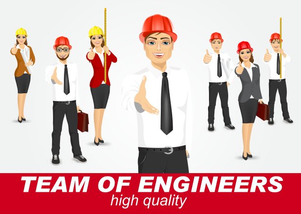 一群快乐的建筑师或工程师图片下载
