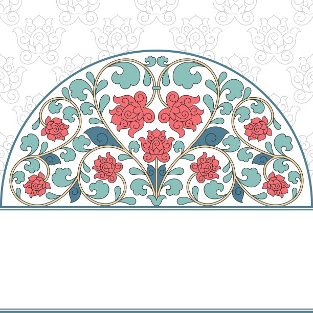 复古风格的东方花卉图案图片下载