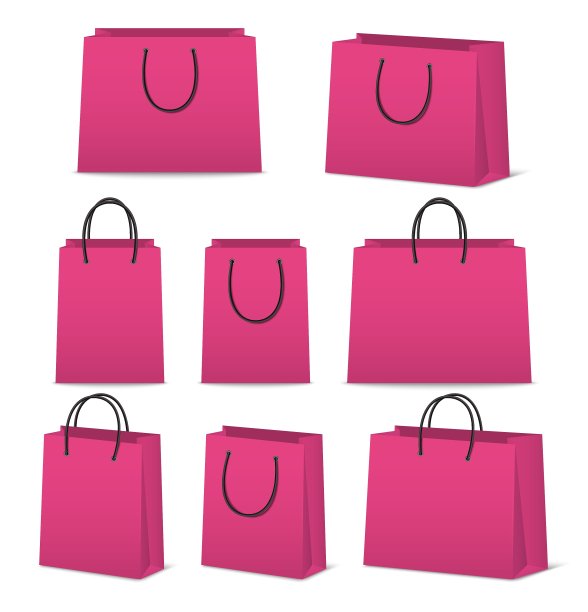 空白纸购物袋设置孤立的白色图片下载