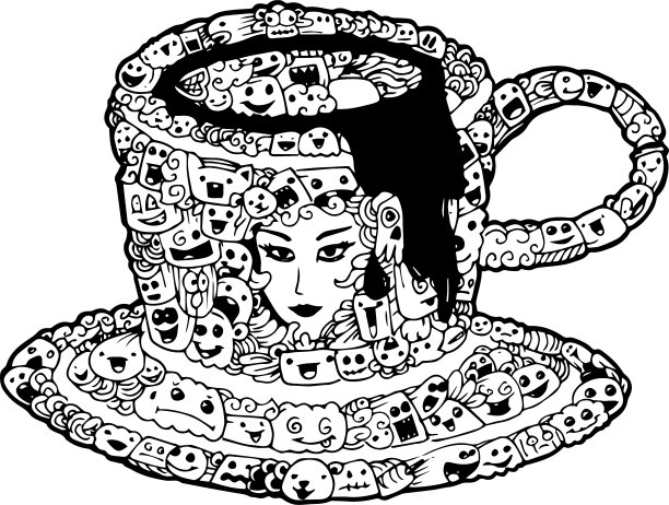 杯上涂鸦图片下载