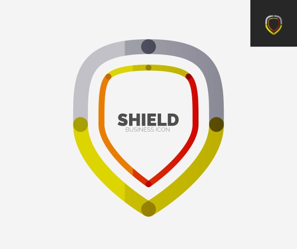最小线条设计标志盾牌图标图片下载