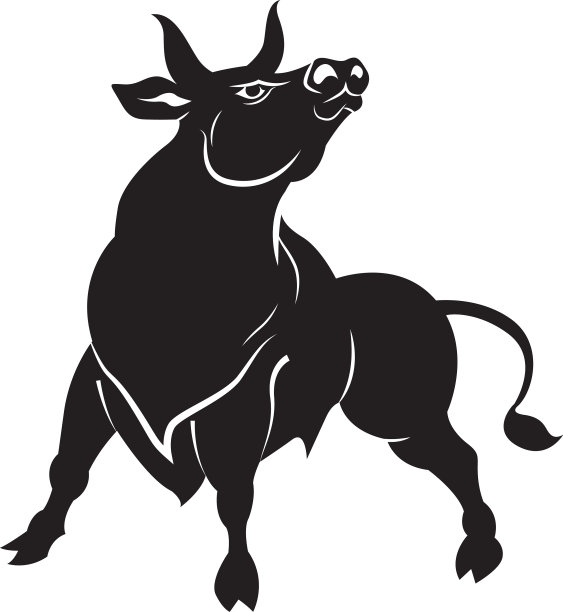 黑色攻击性公牛的剪影图片下载
