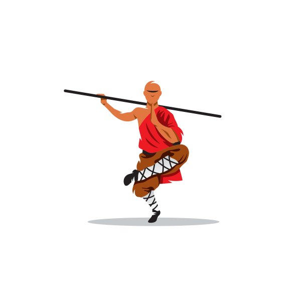 手持棍棒的少林武僧图片下载
