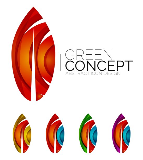 一套抽象的生态植物图标商业标志类型图片下载