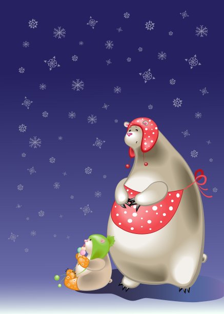 北极熊妈妈和儿子图片下载