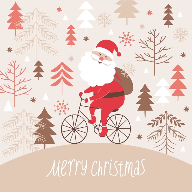 圣诞老人骑自行车图片下载