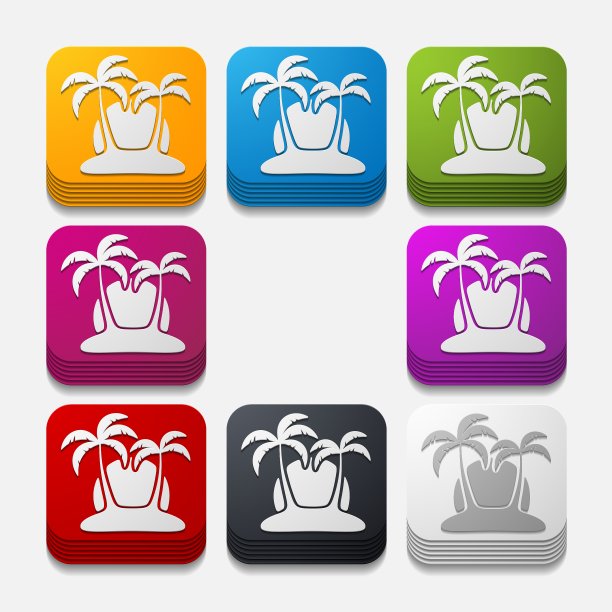 方形按钮棕榈图片下载