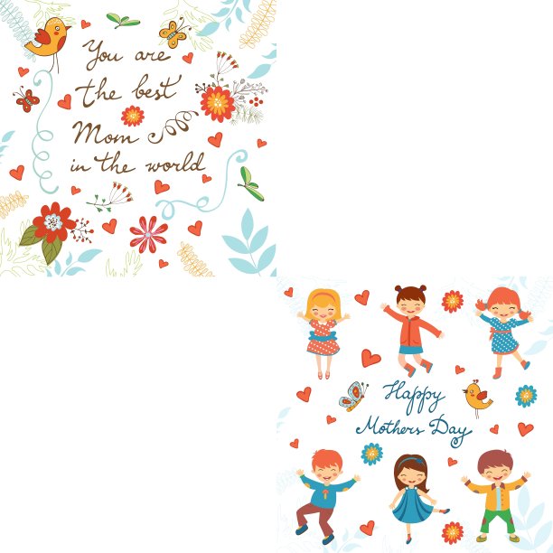 快乐的母亲节卡片和快乐的孩子跳图片下载