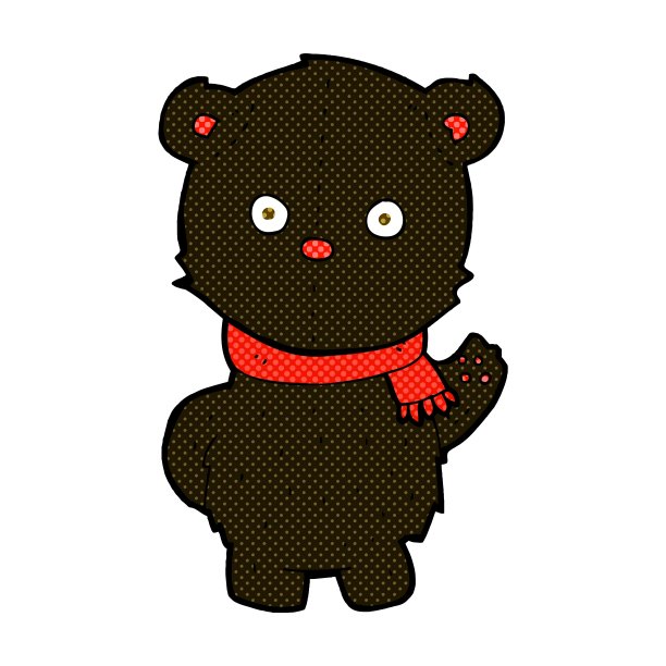 漫画中挥动的黑熊幼崽图片下载