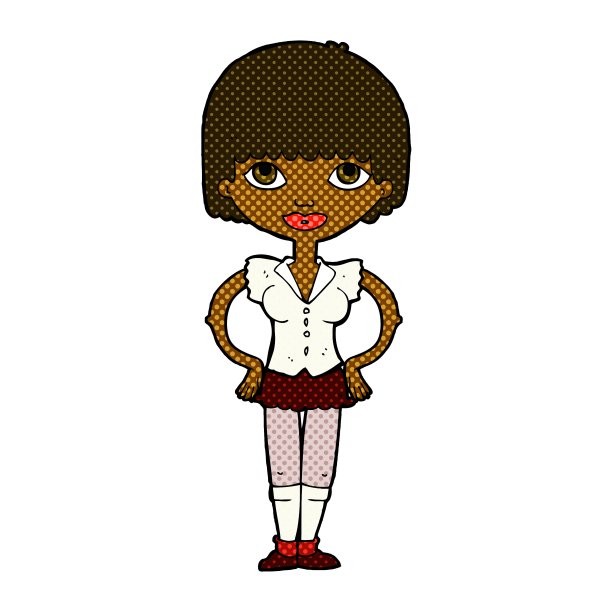 手放在臀部的卡通女人图片下载