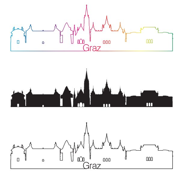 格拉茨的天际线风格与彩虹图片下载