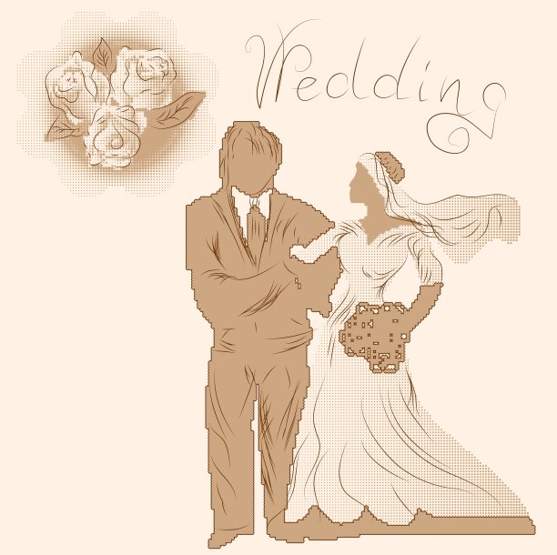 婚礼剪影和鲜花图片下载