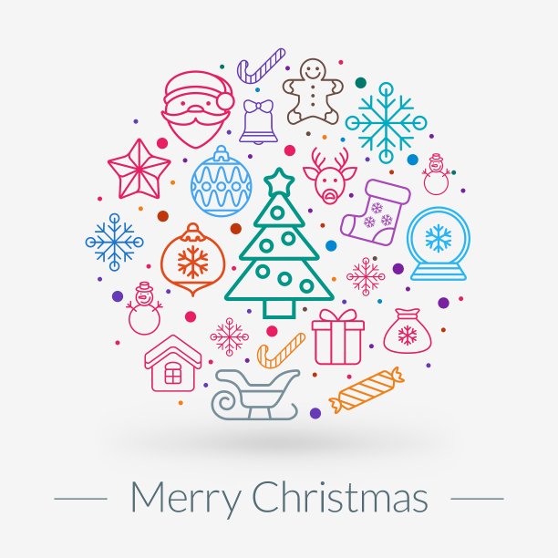 圣诞贺卡的图标和象征图片下载