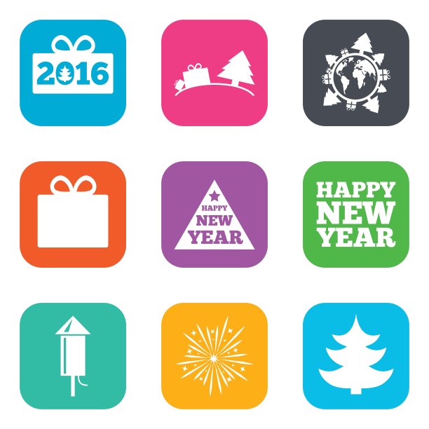 圣诞新年标志礼盒烟花图片下载