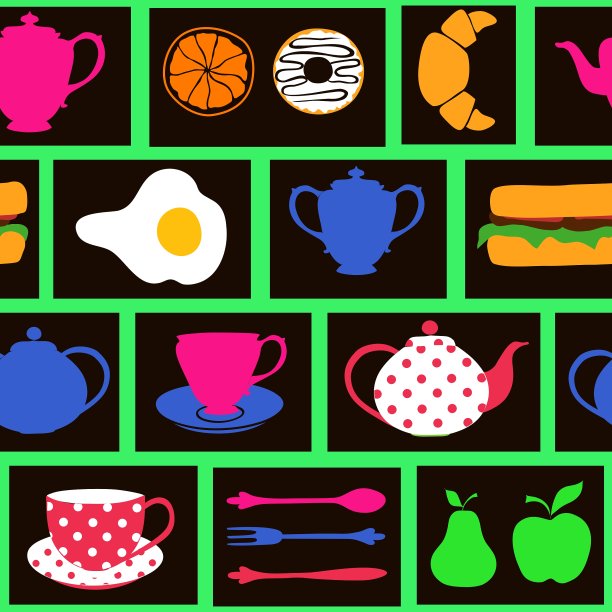 早餐食品和饮料的无缝模式图片下载
