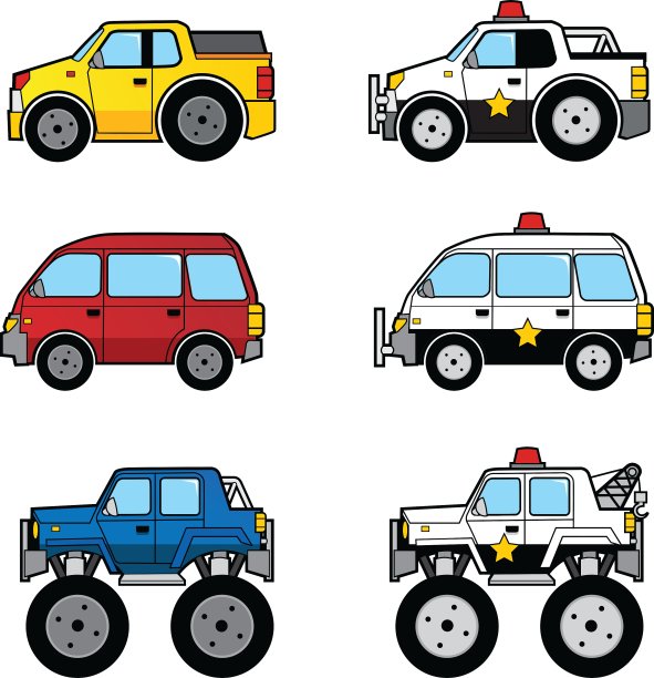 可爱的汽车与警察版本图片下载