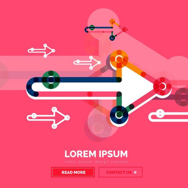 摘要旗帜模板与箭头线性图片下载