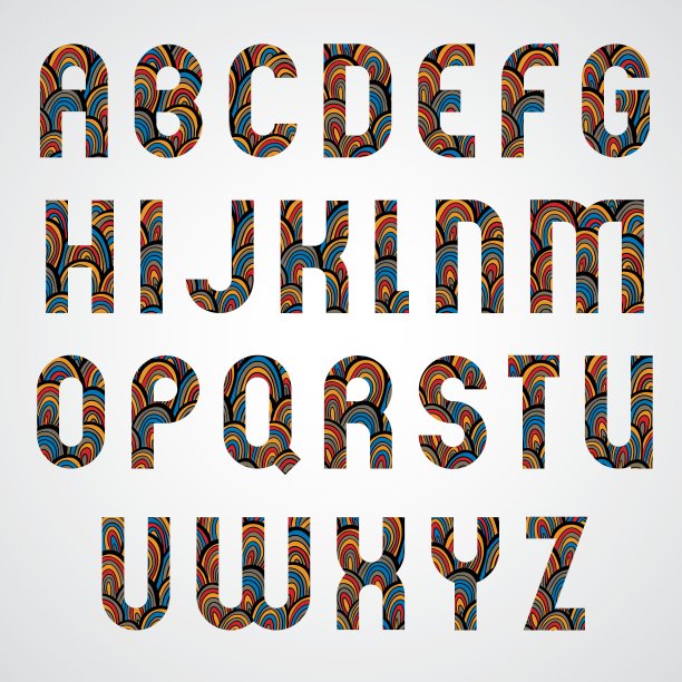 图案装饰彩色抽象字体上部图片下载