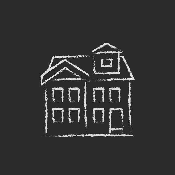 用粉笔画的两层独立房屋图标图片下载