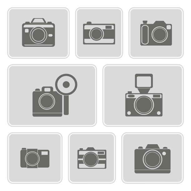 黑白图标与相机符号图片下载