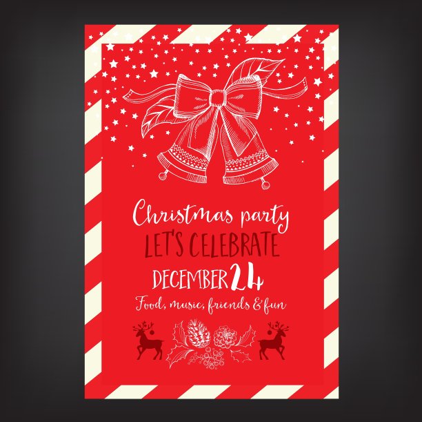 圣诞派对邀请，节日贺卡图片下载