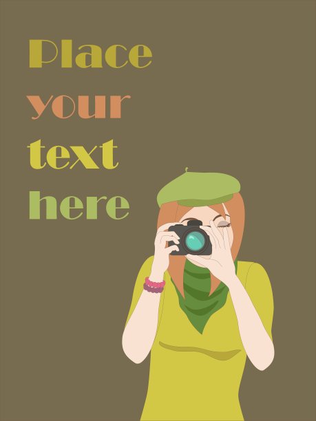 带摄影师女孩的卡片图片下载