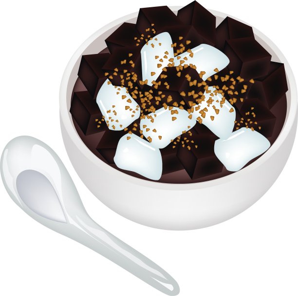 美味的黑草果冻在一个碗图片下载