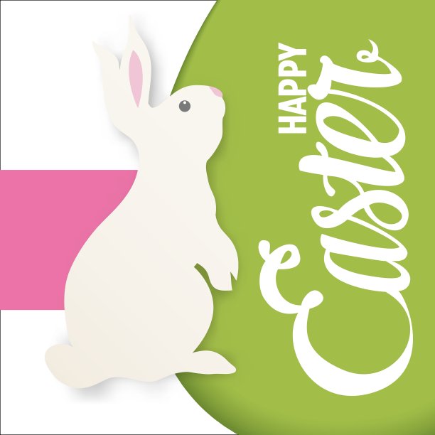 复活节快乐的情书与兔子贺卡图片下载