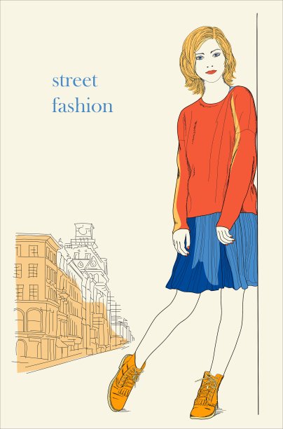 年轻女孩站在街头时尚图片下载