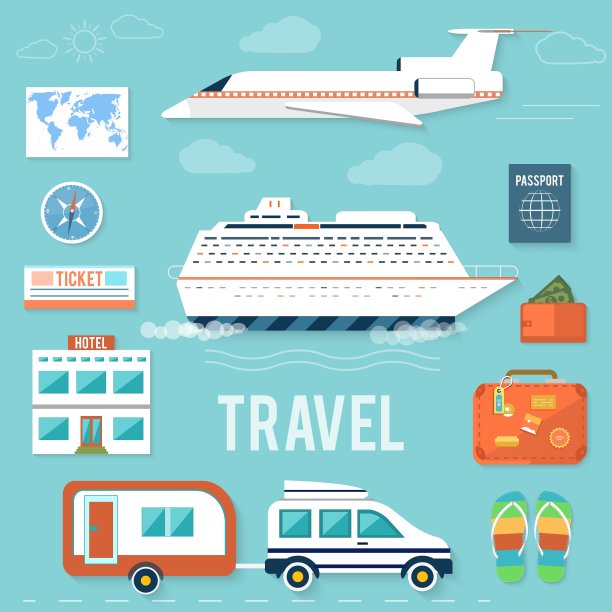 旅行和计划一个夏天的图标集图片下载