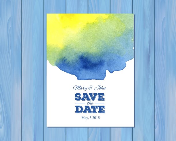 水彩画婚礼请柬图片下载