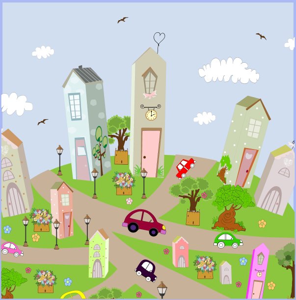 背景夏季城市与汽车图片下载