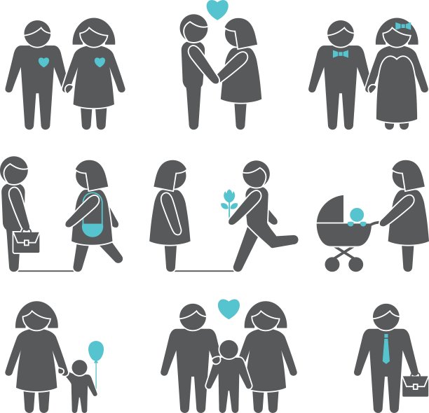 女性和男性图标集图片下载