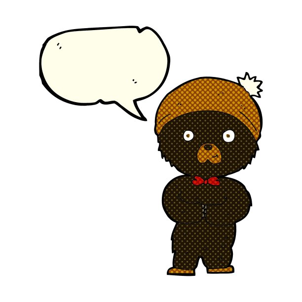卡通小黑熊带有语音泡泡图片下载