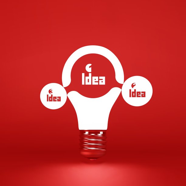 红色背景下的灯泡图片下载