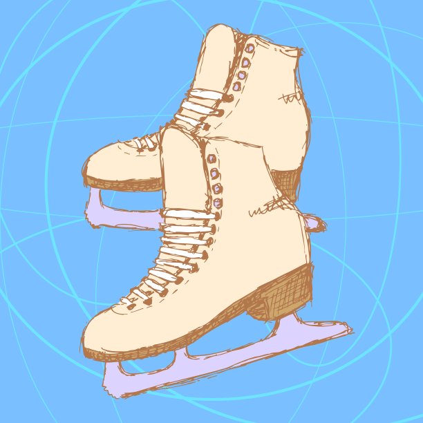 复古风格的溜冰鞋素描图片下载