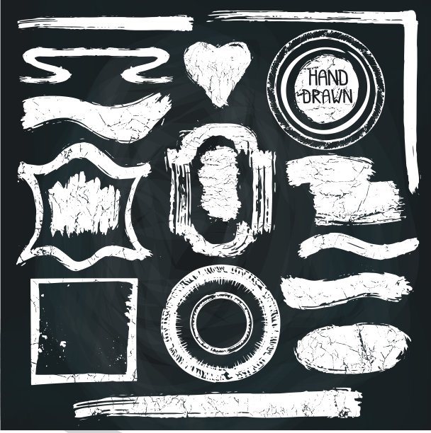 心疼邮票套装grunge徽章标签框架图片下载