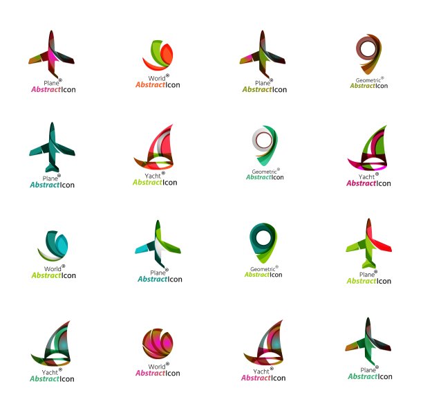 一组抽象的旅游标志图标商务应用程序图片下载