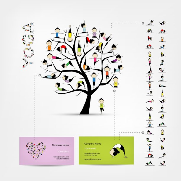名片设计瑜伽树图片下载
