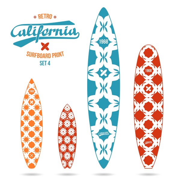 冲浪板的复古印花图片下载