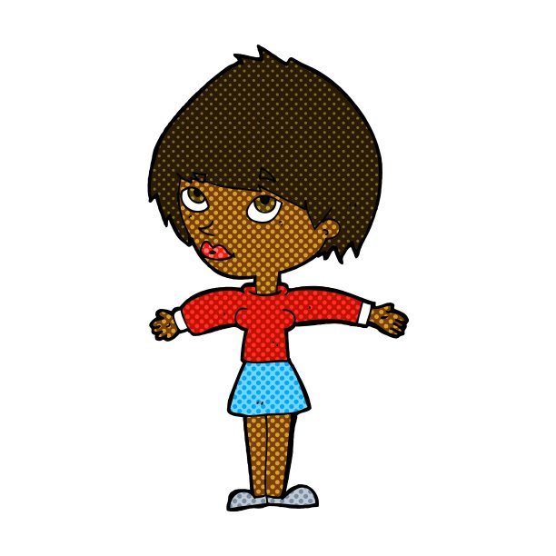 张开双臂的卡通女人图片下载