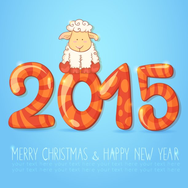 冬天的中国新年卡片与羊图片下载