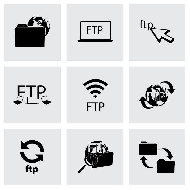 黑色FTP图标合集图片下载