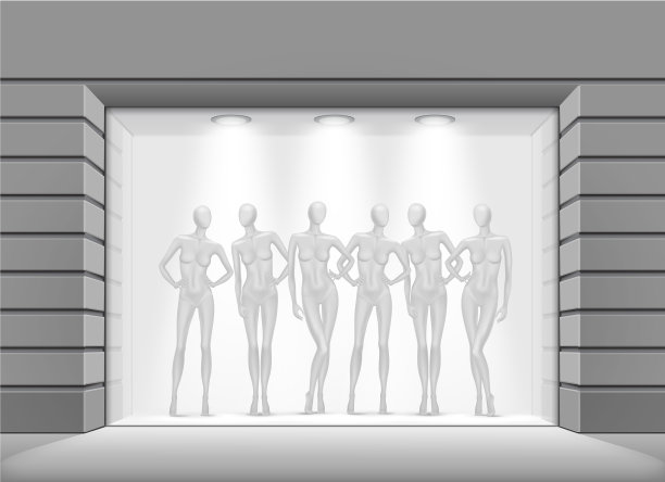 服装商店精品店前与人体模型图片下载