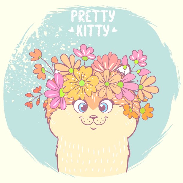 小猫用鲜花图片下载