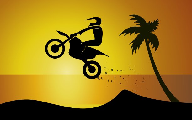 摩托车在海边图片下载